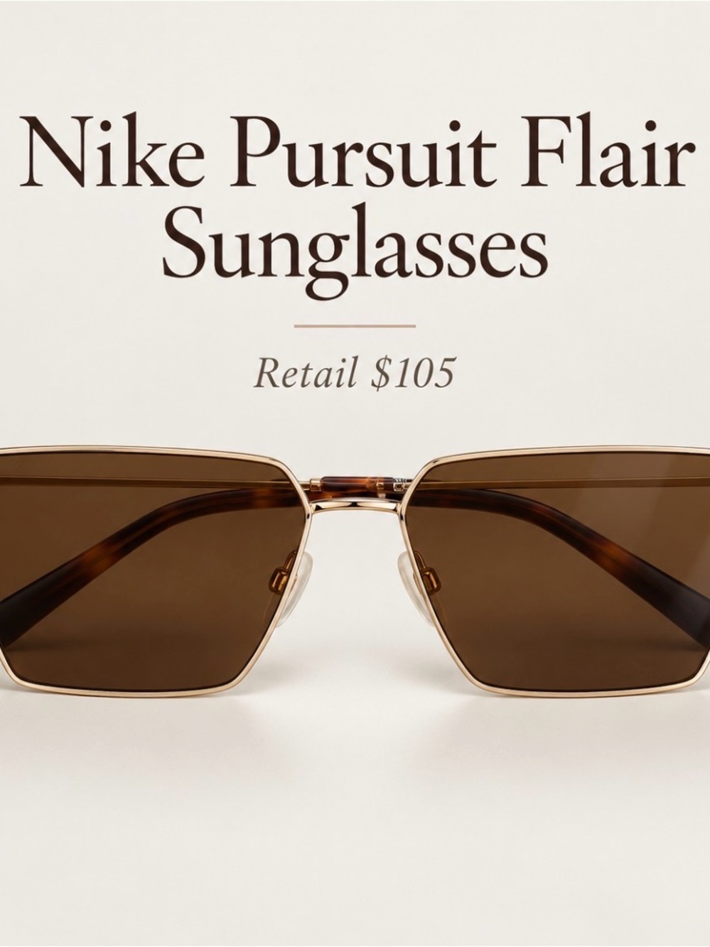 Nike Pursuit Flair Gold Brown Square Sunglasses IB3683X 711 60mm